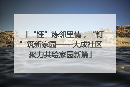 “锤”炼邻里情，“钉”筑新家园——大成社区聚力共绘家园新篇
