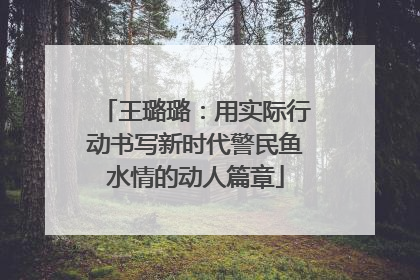 王璐璐：用实际行动书写新时代警民鱼水情的动人篇章