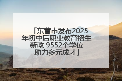 东营市发布2025年初中后职业教育招生新政 9552个学位助力多元成才
