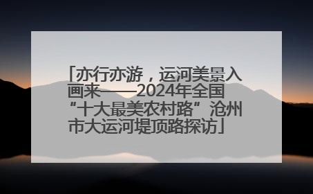亦行亦游，运河美景入画来——2024年全国“十大最美农村路”沧州市大运河堤顶路探访