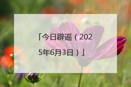 今日辟谣（2025年6月3日）