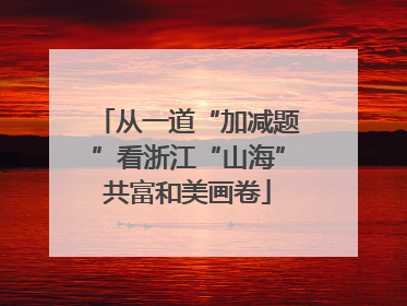 从一道“加减题”看浙江“山海”共富和美画卷