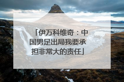 伊万科维奇：中国男足出局我要承担非常大的责任