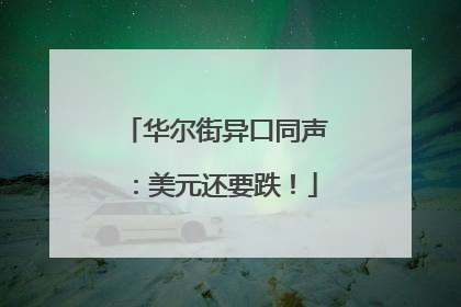 华尔街异口同声：美元还要跌！