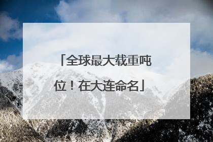 全球最大载重吨位！在大连命名