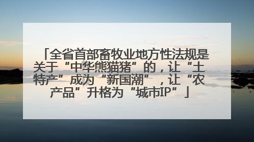 全省首部畜牧业地方性法规是关于“中华熊猫猪”的，让“土特产”成为“新国潮”，让“农产品”升格为“城市IP”