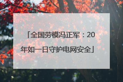 全国劳模冯正军：20年如一日守护电网安全