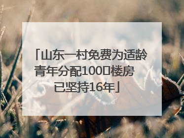 山东一村免费为适龄青年分配100㎡楼房 已坚持16年