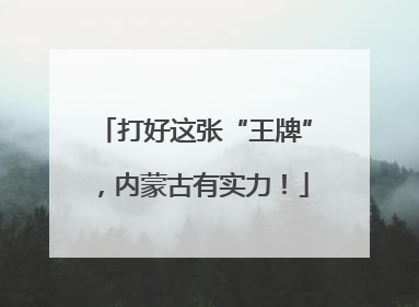 打好这张“王牌”，内蒙古有实力！
