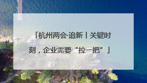 杭州两会·追新丨关键时刻，企业需要“拉一把”