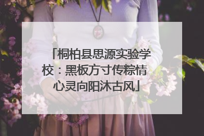 桐柏县思源实验学校：黑板方寸传粽情 心灵向阳沐古风