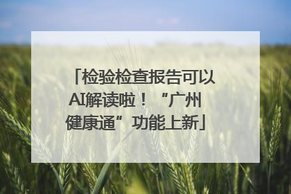 检验检查报告可以AI解读啦！“广州健康通”功能上新