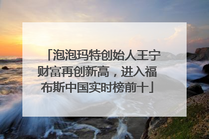 泡泡玛特创始人王宁财富再创新高，进入福布斯中国实时榜前十