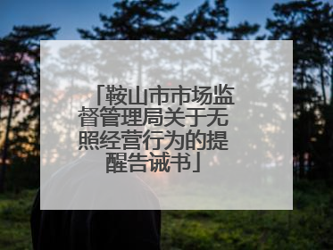 鞍山市市场监督管理局关于无照经营行为的提醒告诫书