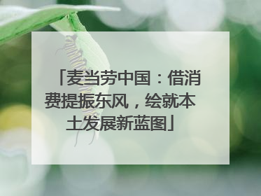 麦当劳中国：借消费提振东风，绘就本土发展新蓝图