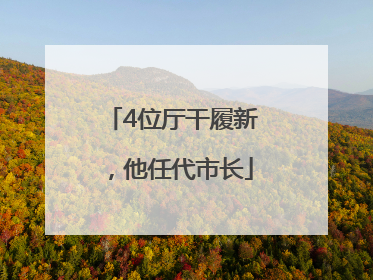 4位厅干履新，他任代市长